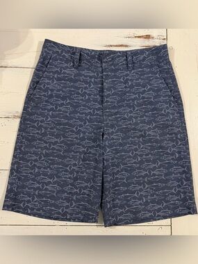 Southern Tide Boy’s Navy Blue Fish-Print shorts Size 12